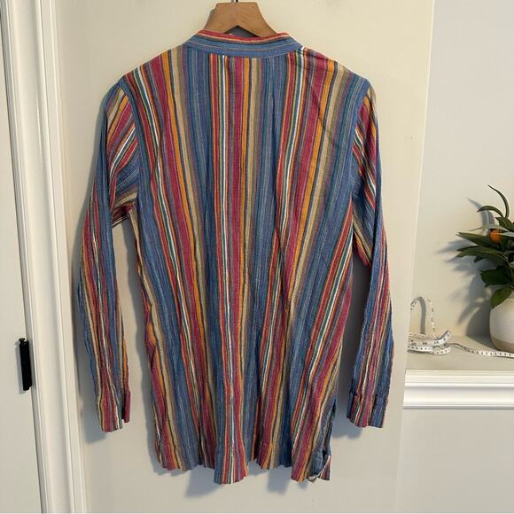 Soft Surroundings Pink Blue Striped Cotton Beaded Tunic Top Medium - Picture 4 of 13